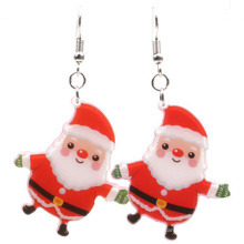 Wholesale Long Pendant Colorful Santa Claus Earrings Acrylic Christmas Snowman Plastic Earrings